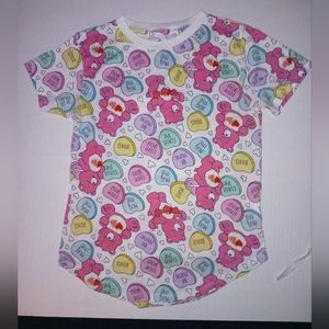Care Bears Tee Shirt  candy conversation hearts print. Size XS